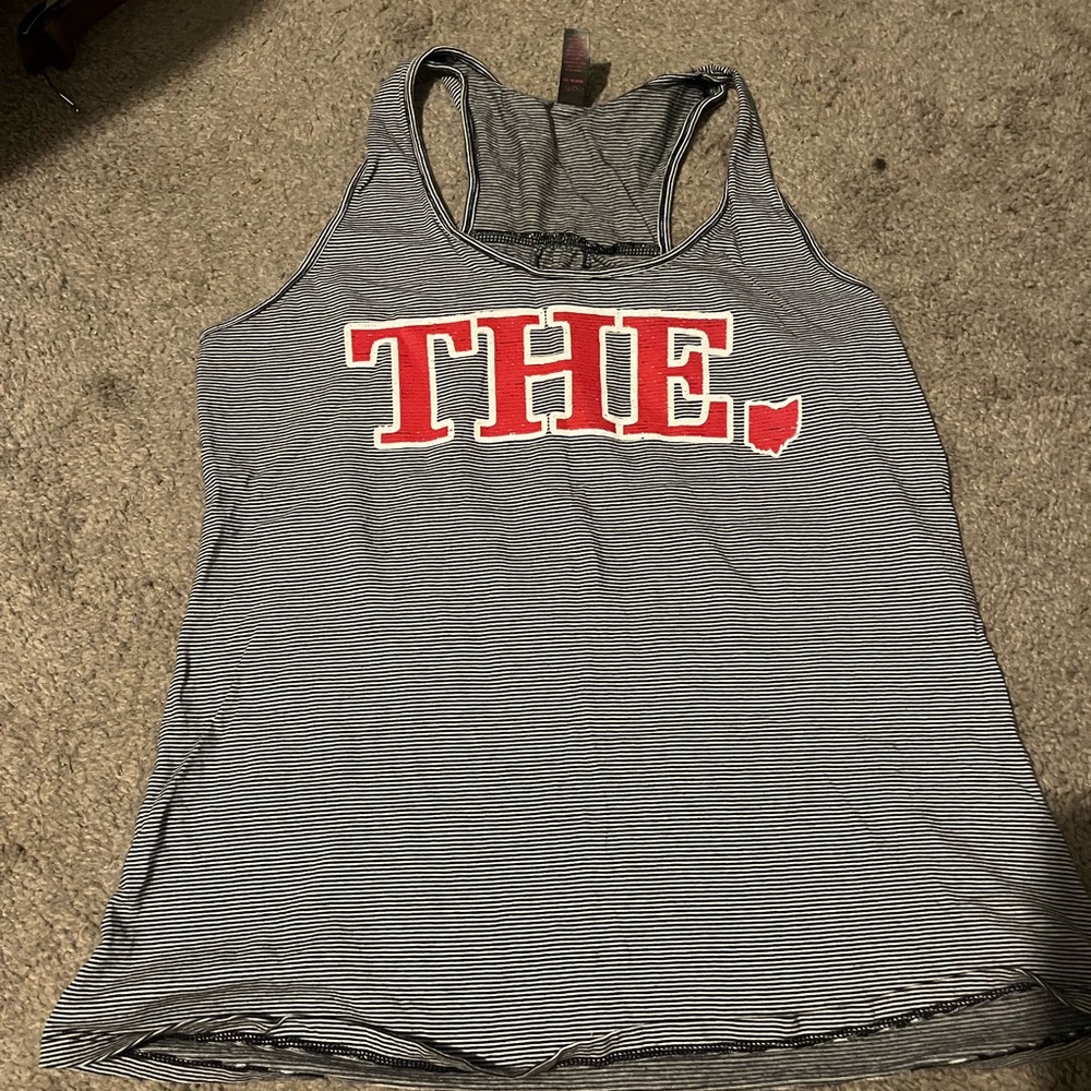 Striped Gray and Red Women's Tank Top